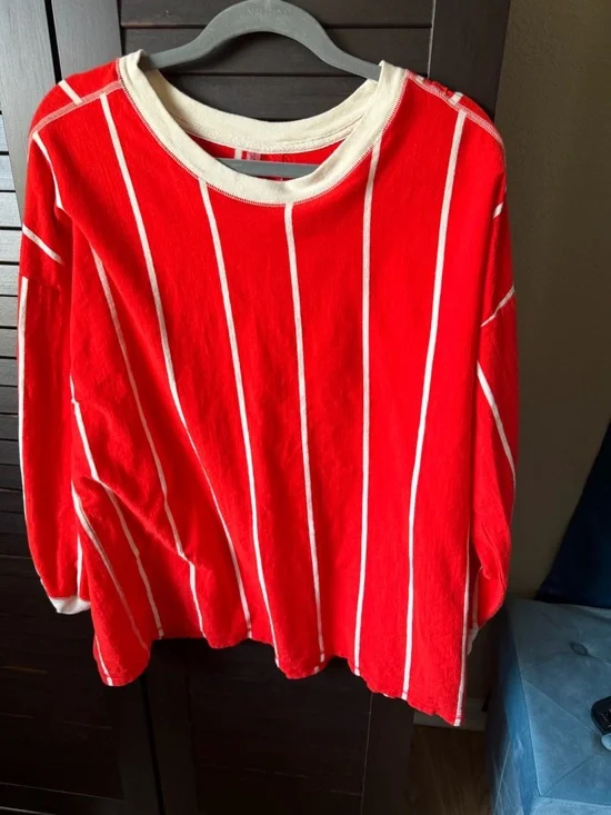 FP Movement by Free People Red Vertical-Stripe Long Sleeve Tee - Picture 3 of 4